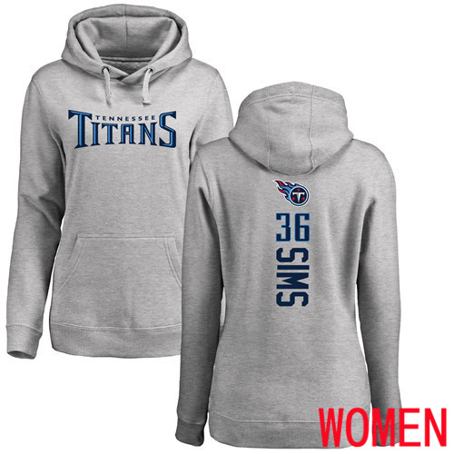 Tennessee Titans Ash Women LeShaun Sims Backer NFL Football 36 Pullover Hoodie Sweatshirts